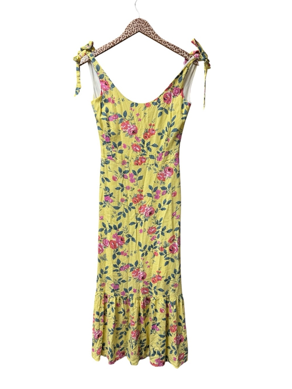 Kiel James Patrick Flower Garden Sleeveless Midi Dress Linen Blend Yellow 0 - Picture 2 of 13